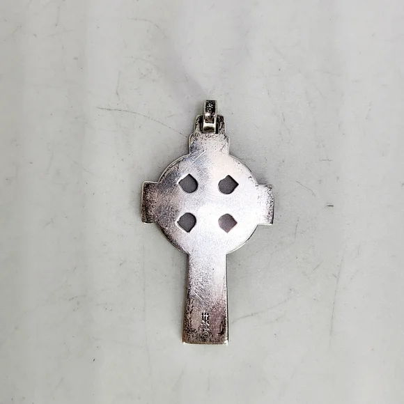 Retired James Avery Large Sterling Celtic Cross Pendant w North Star Center